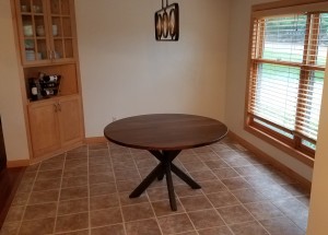 walnut circle table x base custom dining table minneapolis                